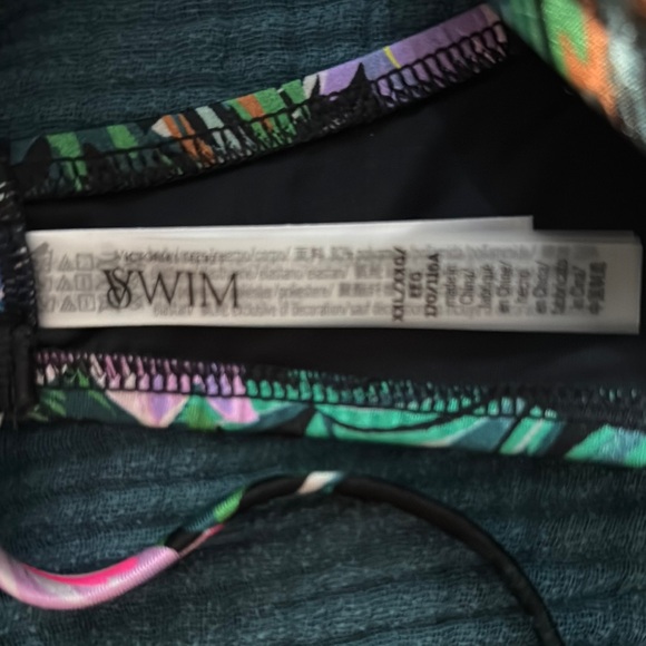 VS Swim Floral Bikini Top with Pink and Green Accents - Picture 3 of 4